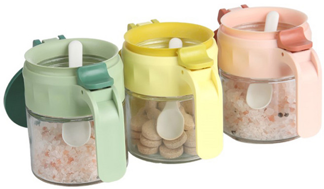 시노글라스 키텐실 글라썸 플립 양념통 그린 + 옐로우 + 핑크 3종 세트 350ml, 1세트, 350ml(3P)