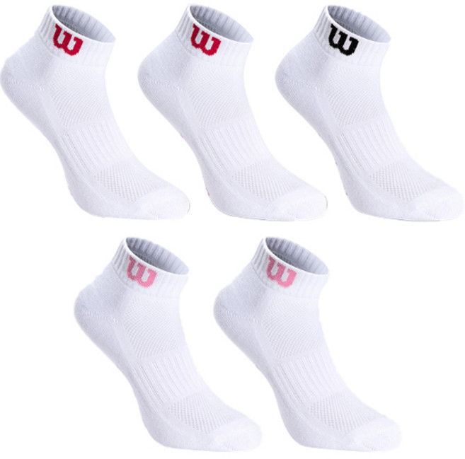 윌슨 여성용 스포츠 쿠션 베이직 로고포인트 발목양말 5족, MIX, 1세트