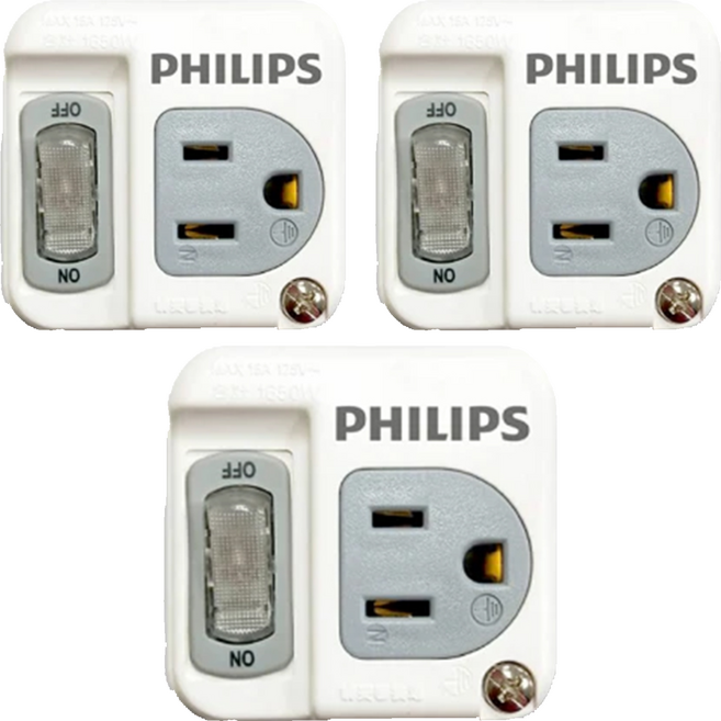 PHILIPS 飛利浦 節能開關1開1電腦壁插 CHP3010W/96, 56mm, 白色, 3個