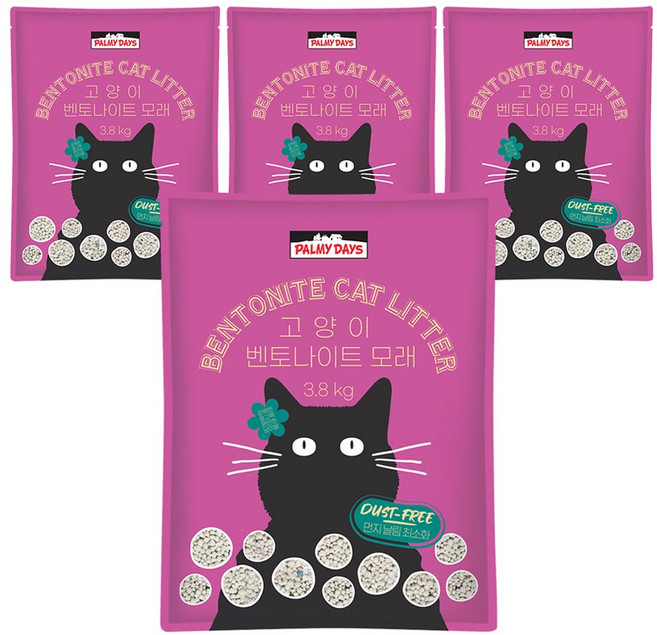 파미데이즈 고양이 벤토나이트 모래, 3.8kg, 4개