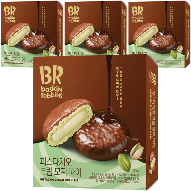 배스킨라빈스 피스타치오 크림 모찌 파이 12p, 264g, 4개