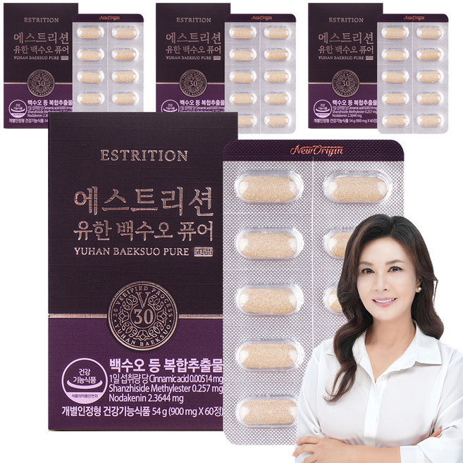 유한건강생활 에스트리션 유한 백수오 퓨어 60정, 4개, 54g