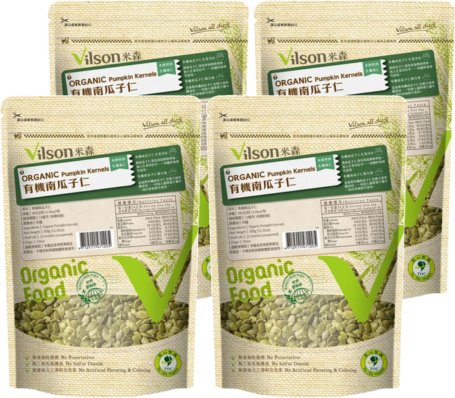 Vilson 米森 有機南瓜子, 350g, 4包