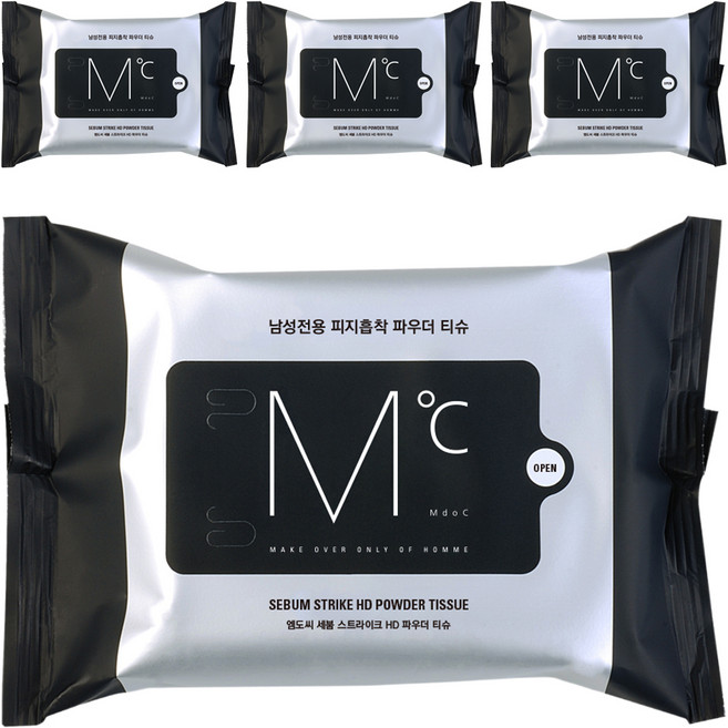 엠도씨 세붐 스트라이크 HD 파우더 티슈, 110g, 4개