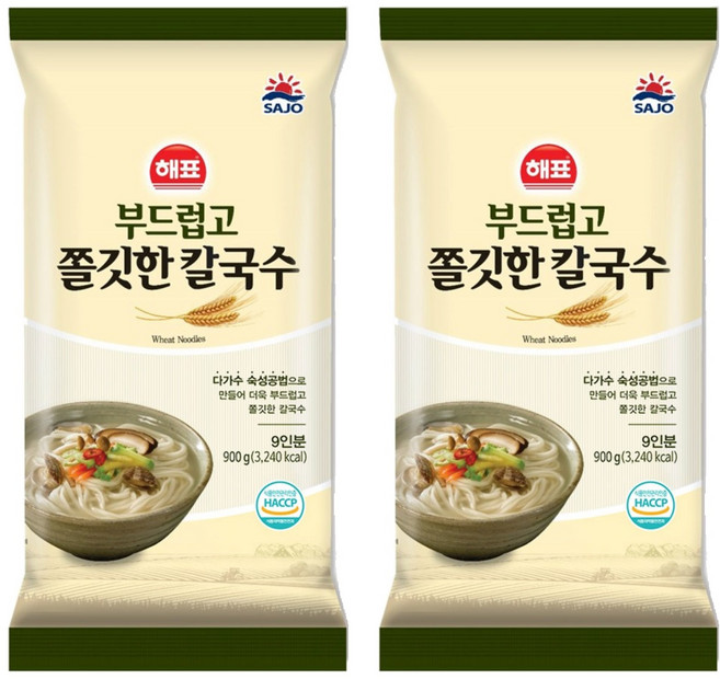 해표 부드럽고 쫄깃한 칼국수, 900g, 2개