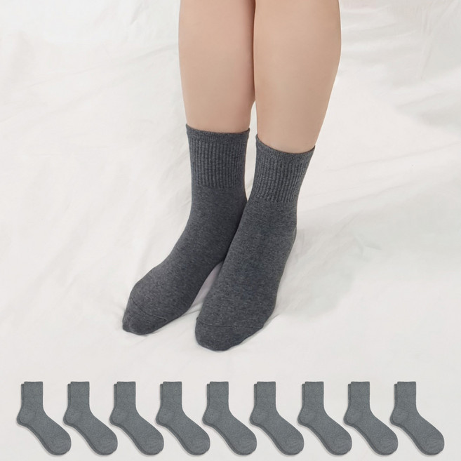 GUNYANGSSICK 女款彩虹羅紋中筒襪 10雙