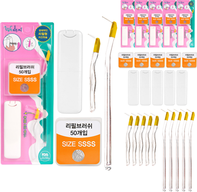 위덴 투웨이 치간 칫솔 I형 SSSS 2p + 리필 브러쉬 SSSS 50p + 휴대 케이스, 6세트