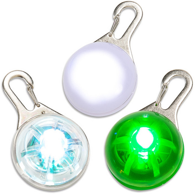 딩동펫 반려견 LED 라이트 클립형, 화이트 + 투명 + 그린, 1세트