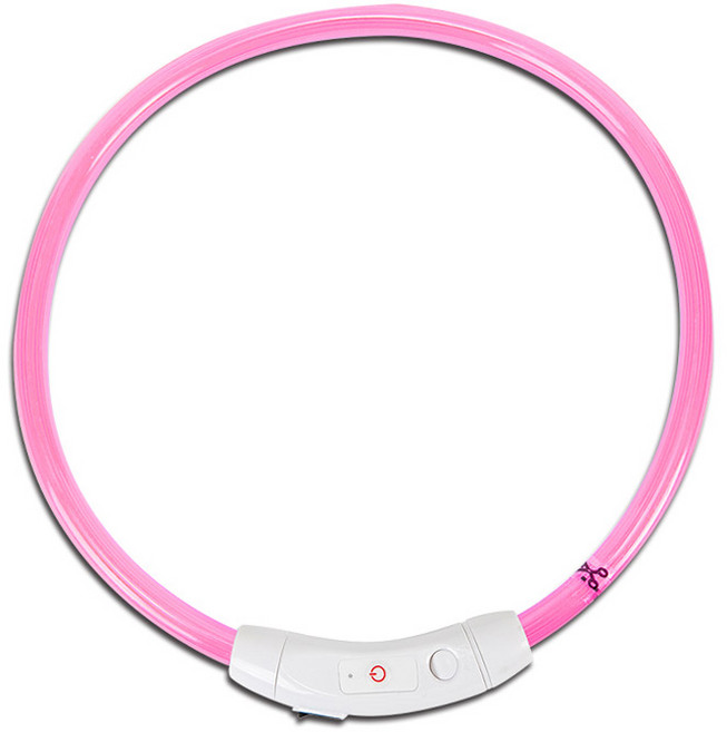 딩동펫 애견 충전식 LED 목걸이, 핑크, 1개