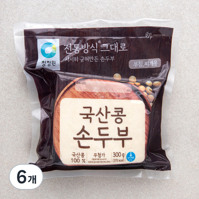 청정원 국산콩 손두부, 300g, 6개