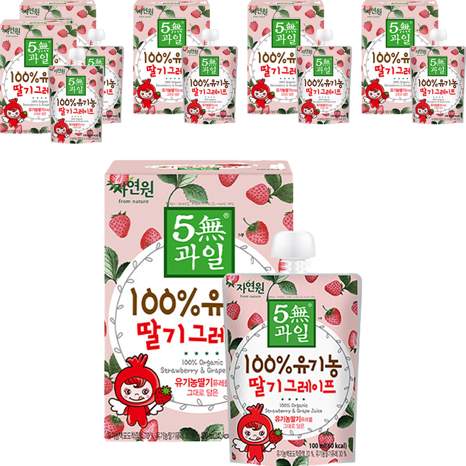 자연원 100% 유기농 딸기그레이프 주스, 100ml, 24개