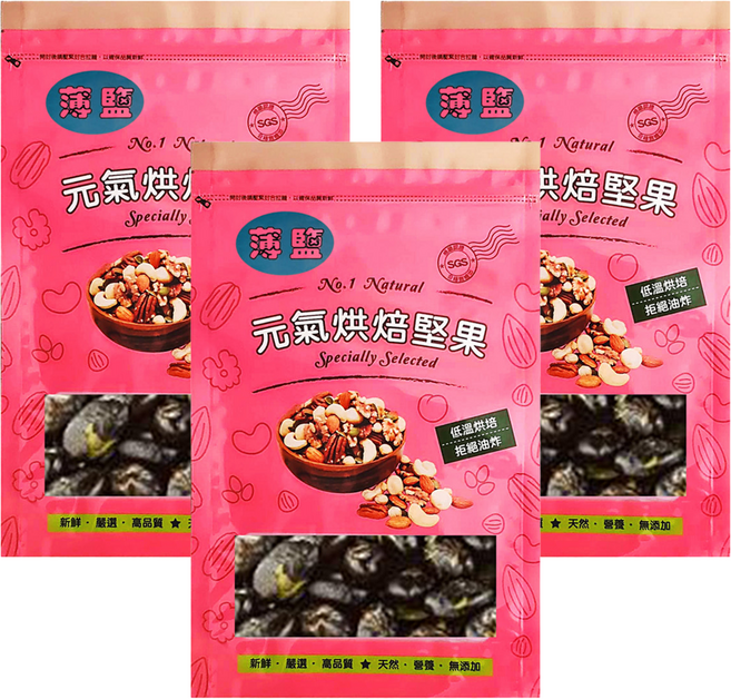 品鮮生活 薄鹽青仁大黑豆 家庭號, 600g, 3包
