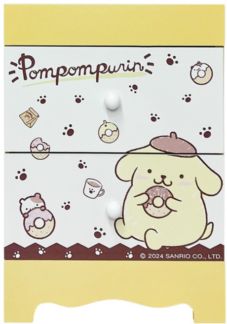 Sanrio 三麗鷗 布丁狗二抽收納盒 14 x 10 x 20cm, 1個, 布丁狗 黃色