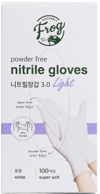 프로그 니트릴장갑 3.0 파우더 프리, 화이트, M, 1개