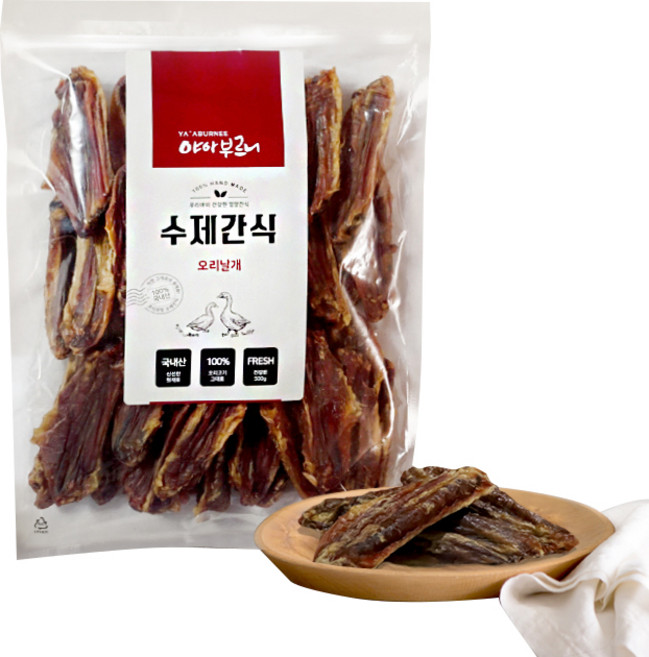 야아부르니 강아지 수제 건조간식 대용량팩, 오리날개, 500g, 1개