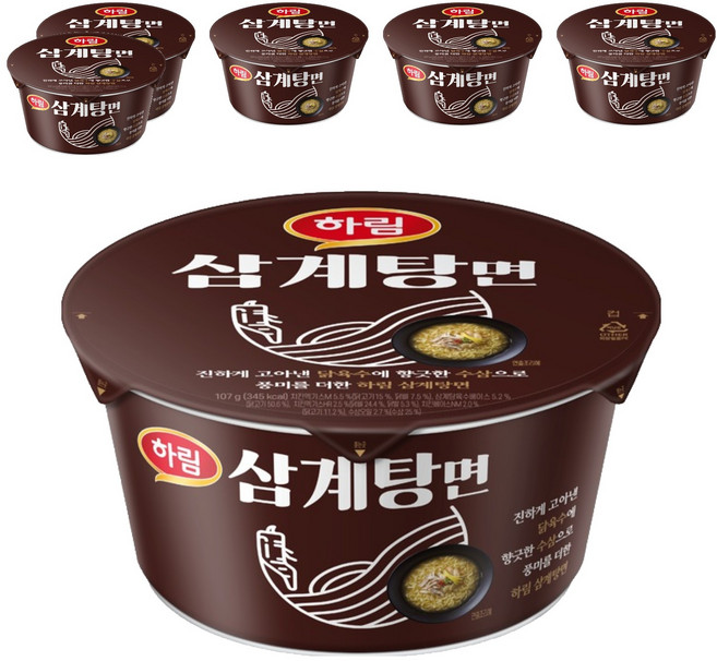 하림 삼계탕면 컵 107g, 6개