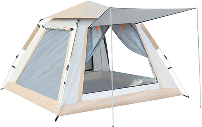 全自動速開 4人帳篷 家庭露營 帶天幕 銀色