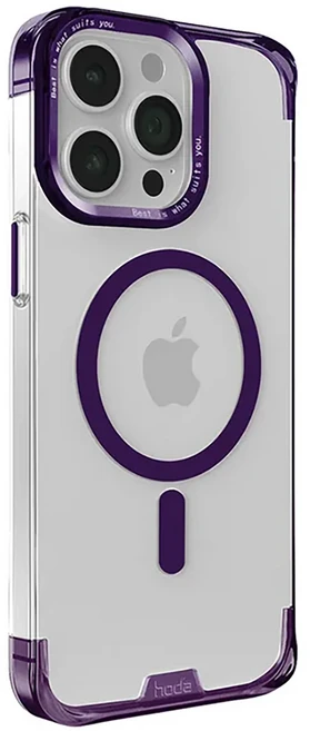 HODA 好貼 羽石 手機 防摔殼 手機殼 iPhone 15 Pro MagSafe Compatible SGS軍規防摔 With Strap 紫色