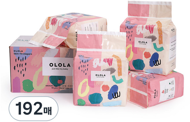 OLOLA 스킨핏 밴드형 기저귀, 중형(M), 192매