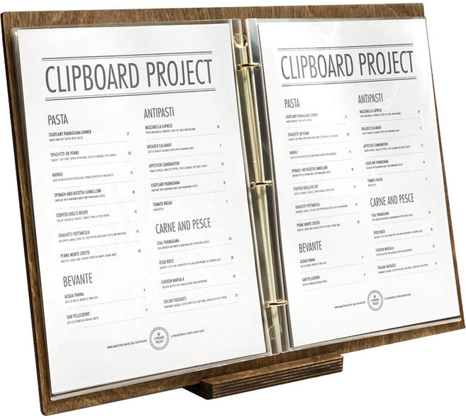 클립보드프로젝트 더블 바인더 우드 메뉴판 A4, 1개