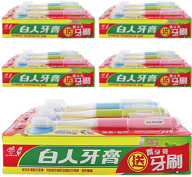 T.KI 白人 台灣公司貨 雙氟鈣牙膏牙刷組 牙刷款式隨機, 5組, 660g