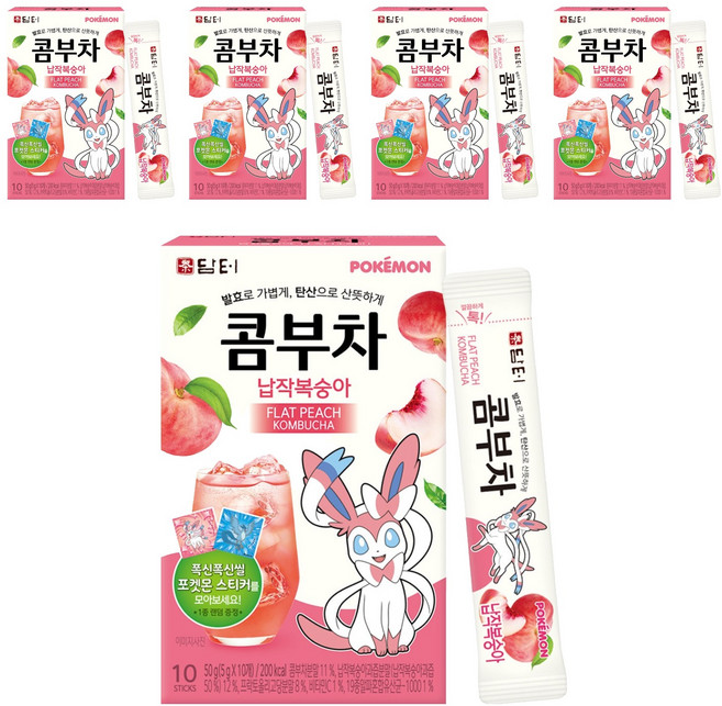 담터 포켓몬 납작복숭아 콤부차, 5g, 10개입, 5개