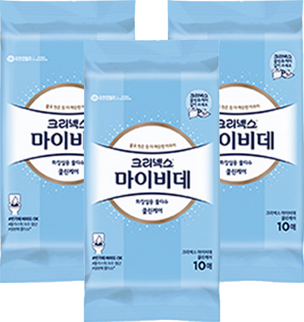 마이비데 클린케어 화장실용 비데물티슈 휴대형, 55g, 10매, 3개