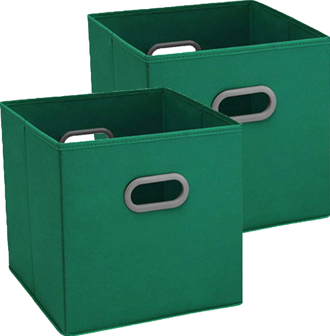 마켓감성 손잡이 패브릭 여러가지 수납함, 그린, 2개