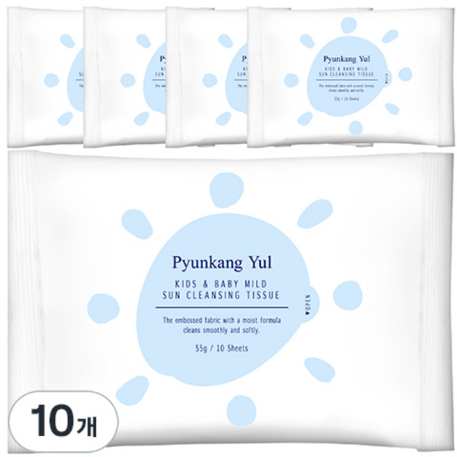편강율 아동용 마일드 선 클렌징 티슈, 10매, 10개