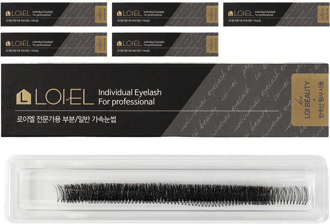 LOIEL 부분 가닥 인조속눈썹 10줄 5P 10호, 블랙 + 블랙라인, 6개