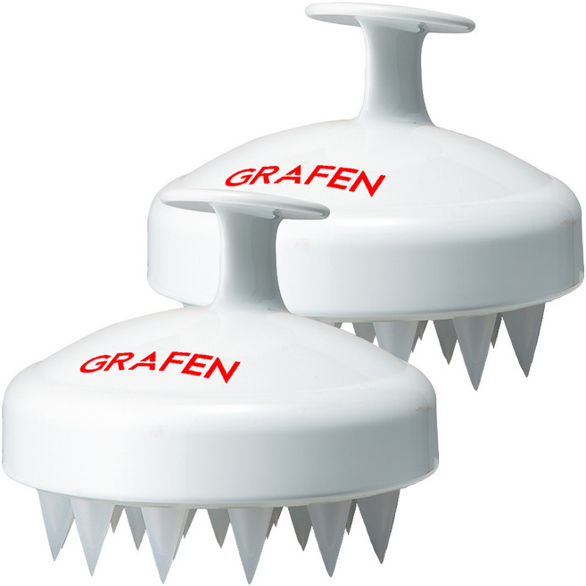 GRAFEN Edge Finger 頭皮按摩梳, 白色, 2個