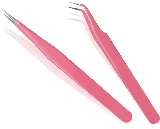 메이브라운 속눈썹 네일파츠 전용 핀셋 2종 C19-et015, 핑크, 1세트