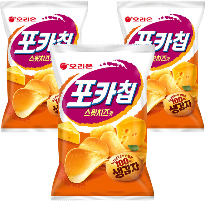 오리온 포카칩 스윗치즈맛 감자스낵, 60g, 3개