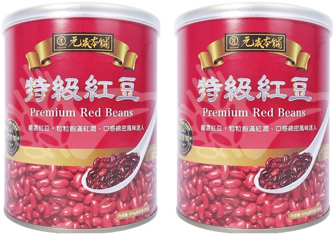 元歲本舖 特級紅豆, 900g, 2罐