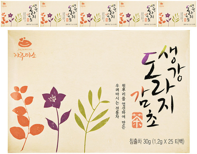 지산식품 생강도라지감초차, 1.2g, 25개입, 6개