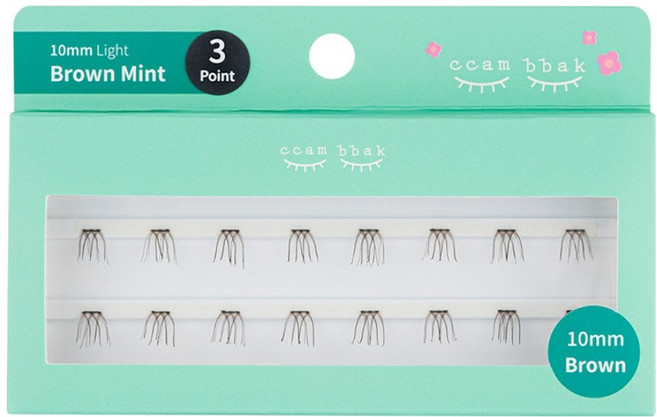 깜빡 인조 가닥속눈썹 패키지버전 10mm 3기둥, 브라운, 1개