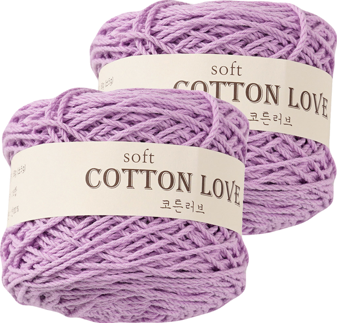 청송뜨개실 코튼러브 뜨개실 18합, 337라일락, 2개