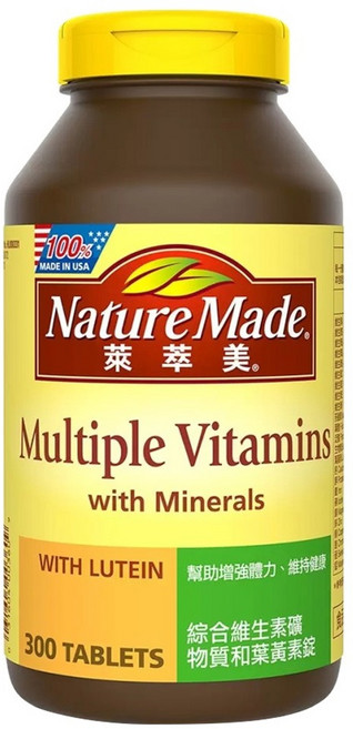 Nature Made 萊萃美 綜合維生素礦物質加葉黃素錠, 1罐, 300顆