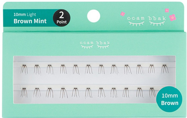 깜빡 인조 가닥속눈썹 패키지버전 10mm 2기둥, 브라운, 1개