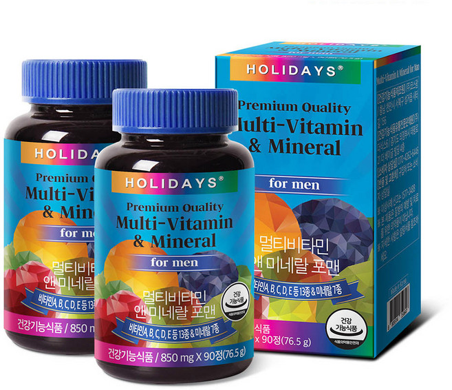 홀리데이즈 멀티비타민 앤 미네랄 포맨, 90정, 2개