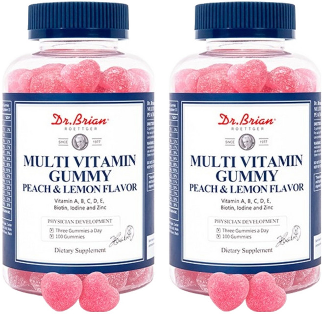 닥터브라이언 멀티비타민 구미 복숭아 & 레몬맛, 300g, 2개