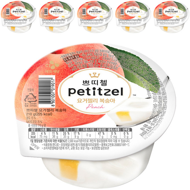 CJ petitzel 優格果凍 水蜜桃口味, 210g, 6個