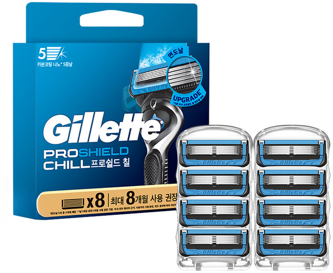 신형 질레트 프로쉴드 칠 면도날, 8개입, 1개