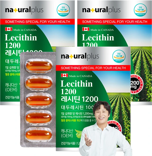 내츄럴플러스 대두 레시틴 1200, 60정, 3개 - 쿠팡