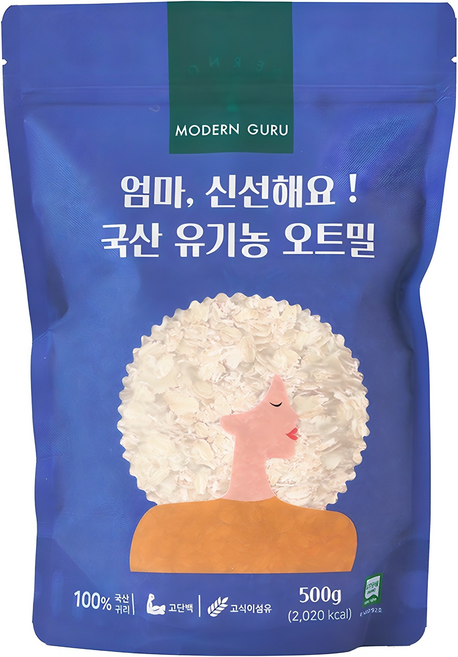 모던구루 엄마 신선해요 국산 유기농 오트밀, 500g, 1개