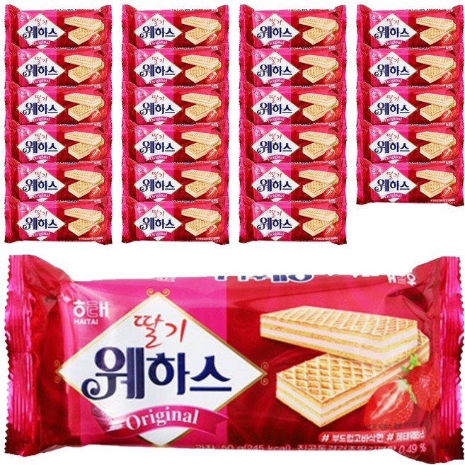 해태제과 딸기 웨하스, 50g, 24개