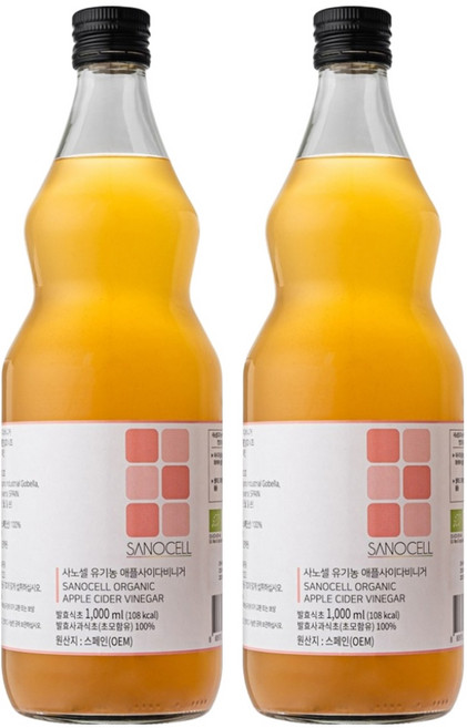 사노셀 유기농 애플사이다비니거, 1L, 2개