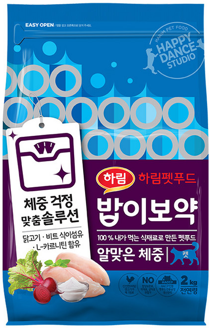 하림펫푸드 전연령 고양이 밥이보약 기능성 사료, 다이어트(체중유지), 2kg, 1개