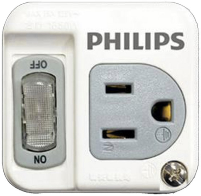 PHILIPS 飛利浦 節能開關 1開1插分接式插座 CHP3010W/96, 56mm, 白色, 5個
