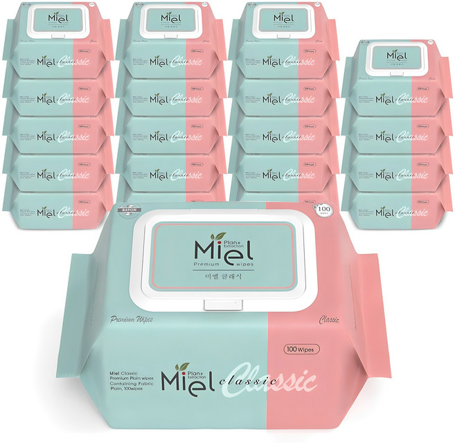미엘 클래식 물티슈 캡형, 50g, 100매, 20개